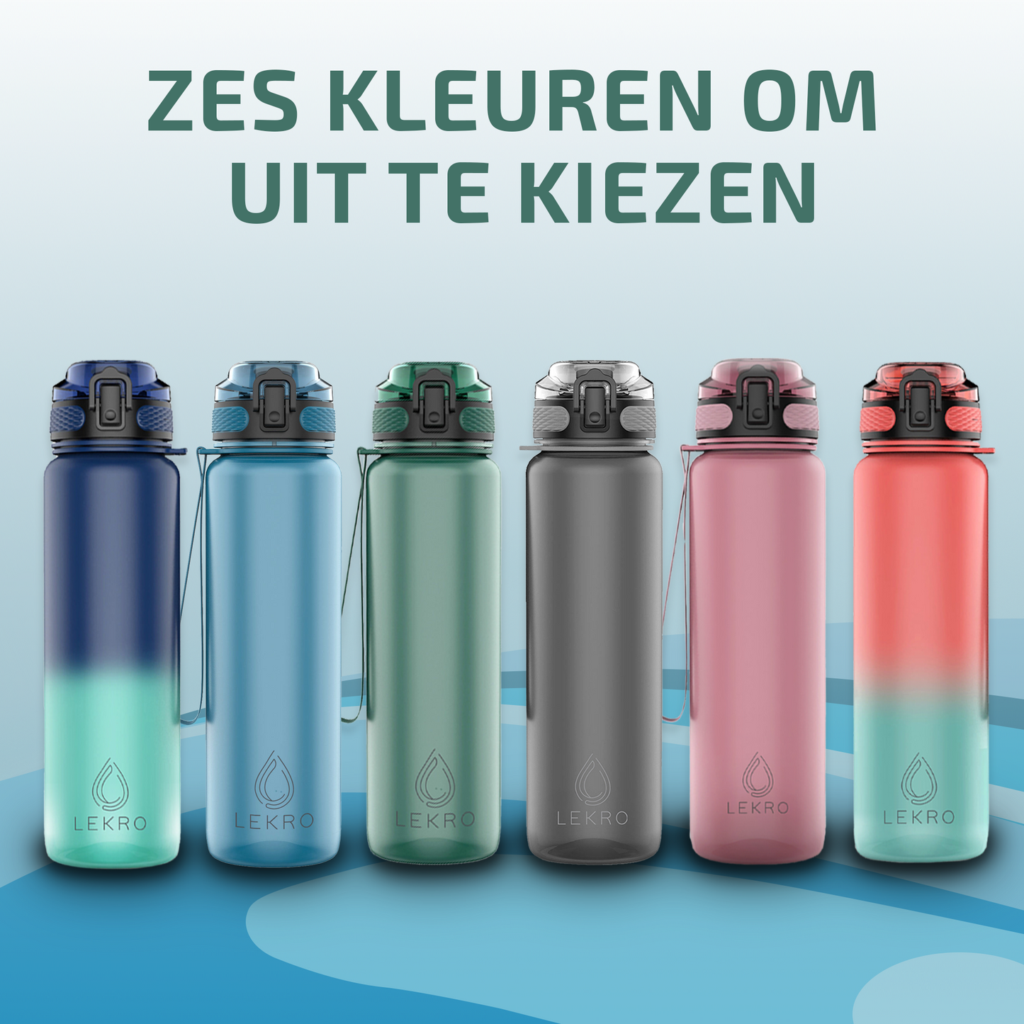 Wasserflasche mit Zeitmarkierungen – Grün