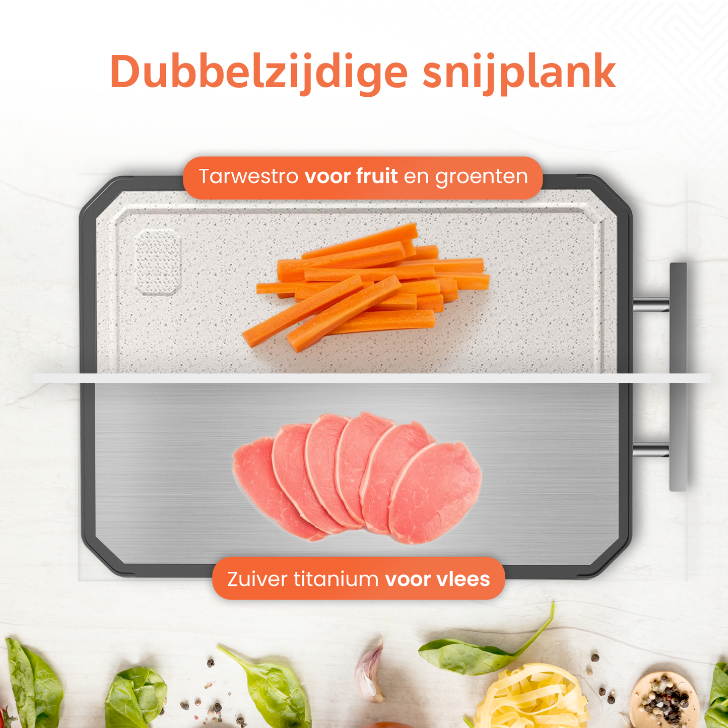 2-in-1 Titanium Snijplank Dubbelzijdig met Tarwestro