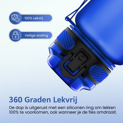 Waterfles met Tijdmarkeringen - Blauw