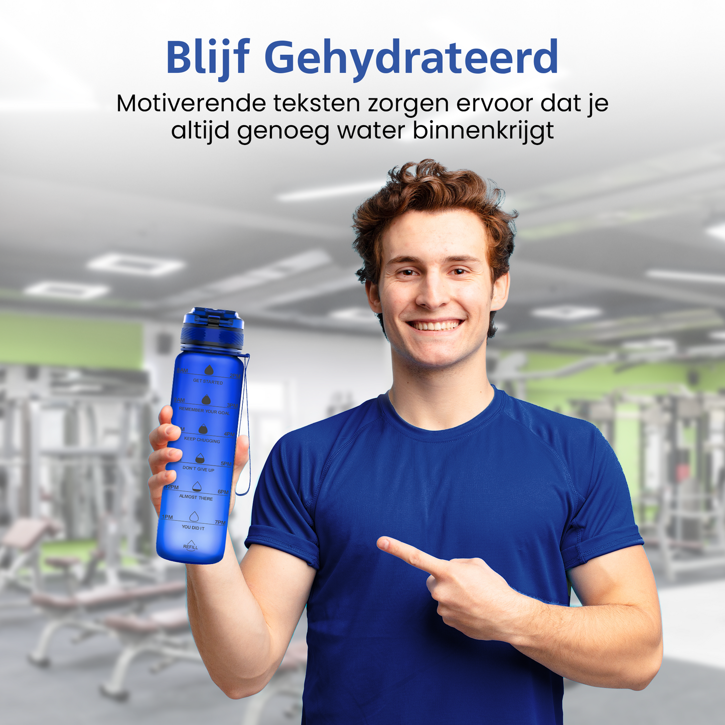 Waterfles met Tijdmarkeringen - Blauw