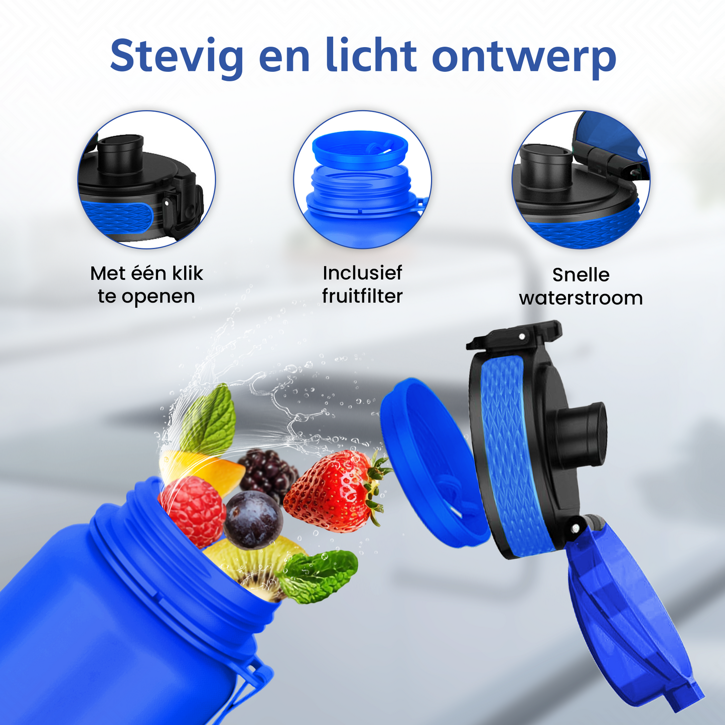 Waterfles met Tijdmarkeringen - Blauw