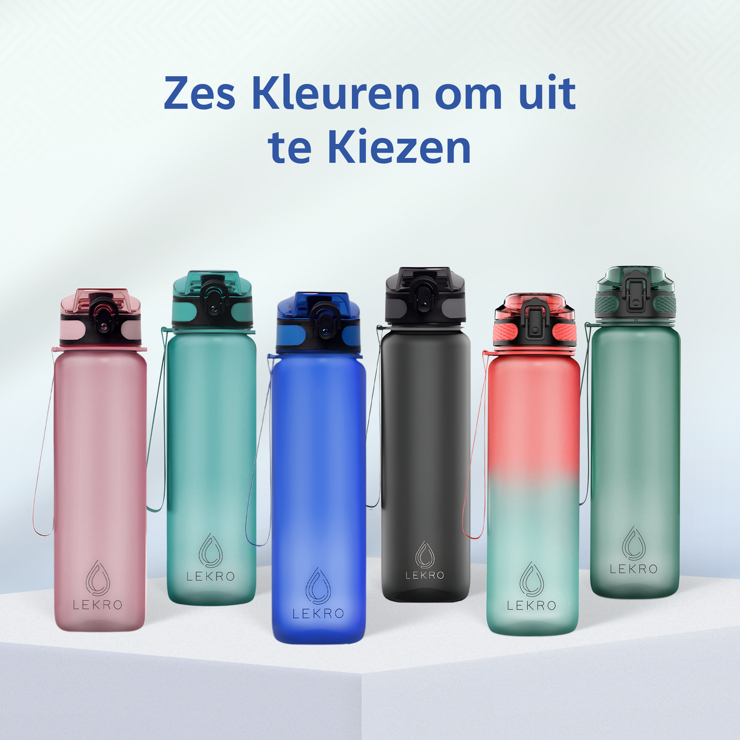 Waterfles met Tijdmarkeringen - Blauw
