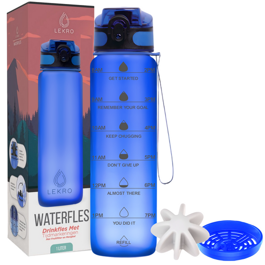 Waterfles met Tijdmarkeringen - Blauw