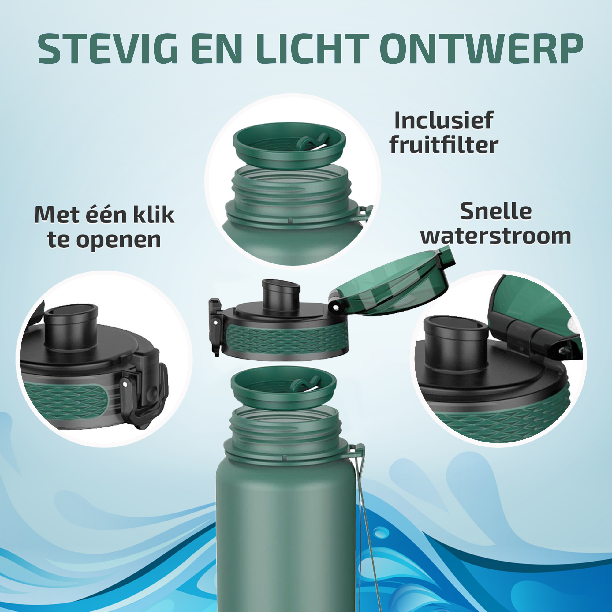 Waterfles met Tijdmarkeringen - Groen