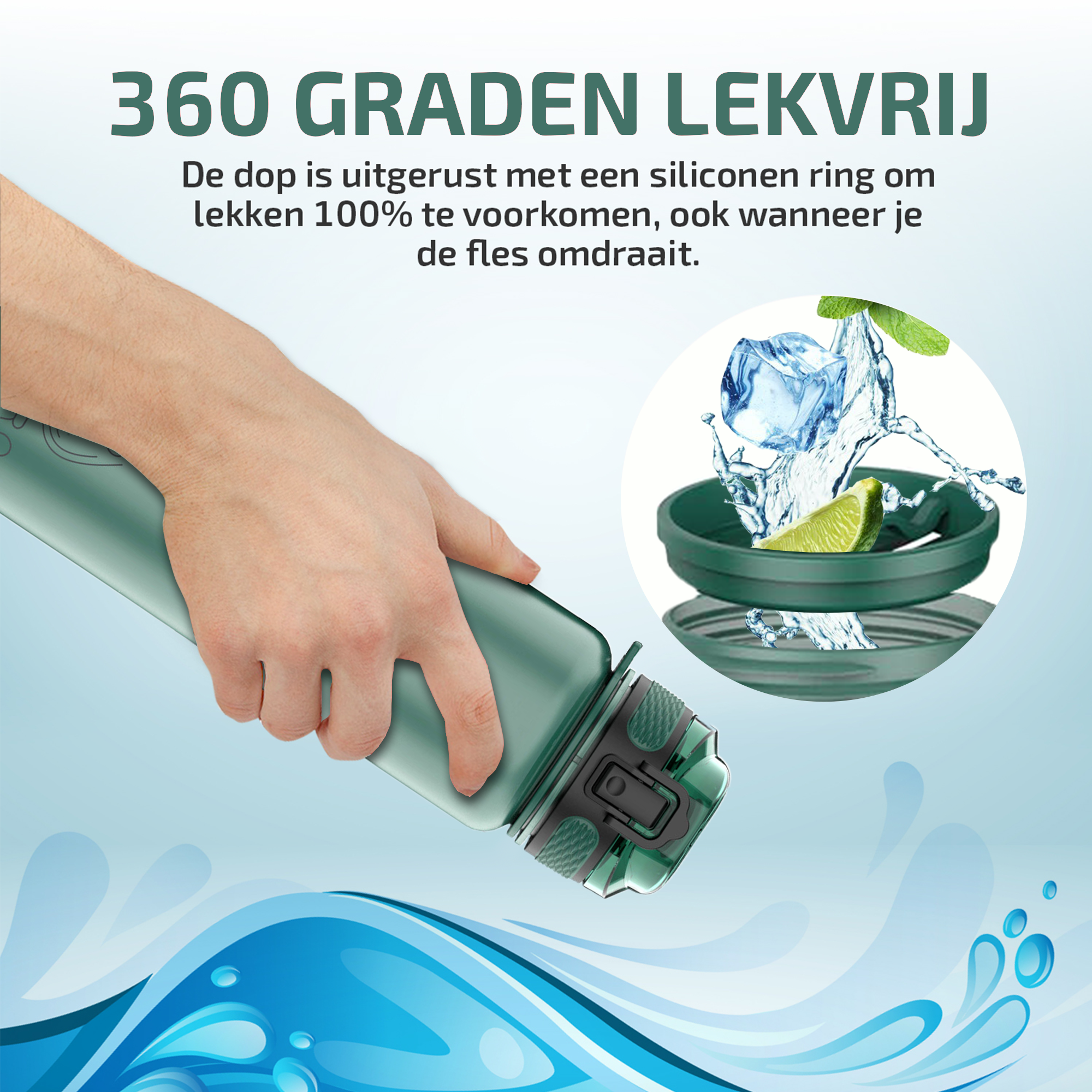 Waterfles met Tijdmarkeringen - Groen